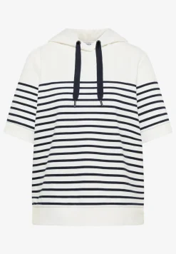 Sweat-shirt à manches courtes avec capuche et rayures