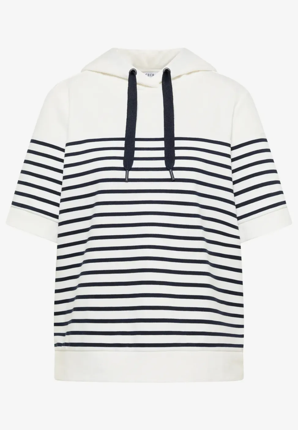 Sweat-shirt à manches courtes avec capuche et rayures