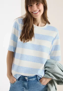 Sweat-shirt à manches courtes et à rayures