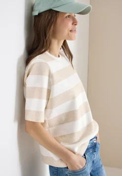 Sweat-shirt à manches courtes et à rayures