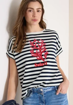 Sweat-shirt à manches courtes et larges rayures