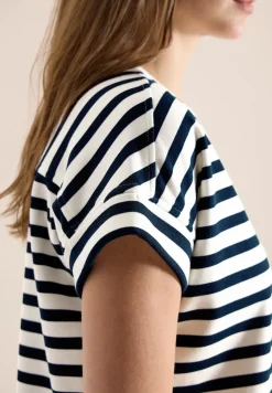 Sweat-shirt à manches courtes et larges rayures