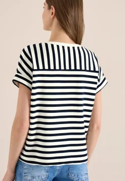 Sweat-shirt à manches courtes et larges rayures