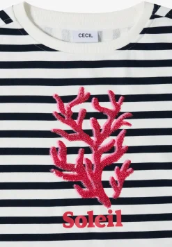 Sweat-shirt à manches courtes et larges rayures