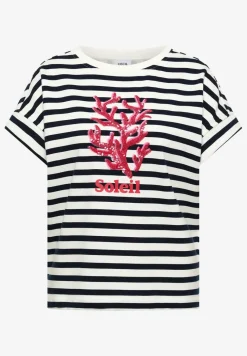 Sweat-shirt à manches courtes et larges rayures