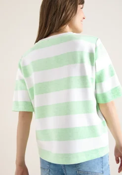 Sweat-shirt à manches courtes et à rayures