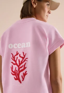 Sweat-shirt à manches courtes imprimé au dos