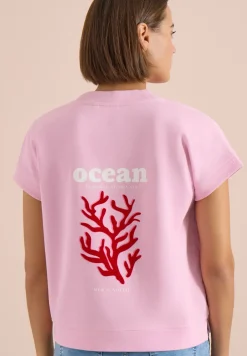 Sweat-shirt à manches courtes imprimé au dos