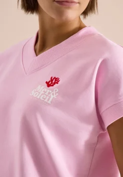 Sweat-shirt à manches courtes imprimé au dos