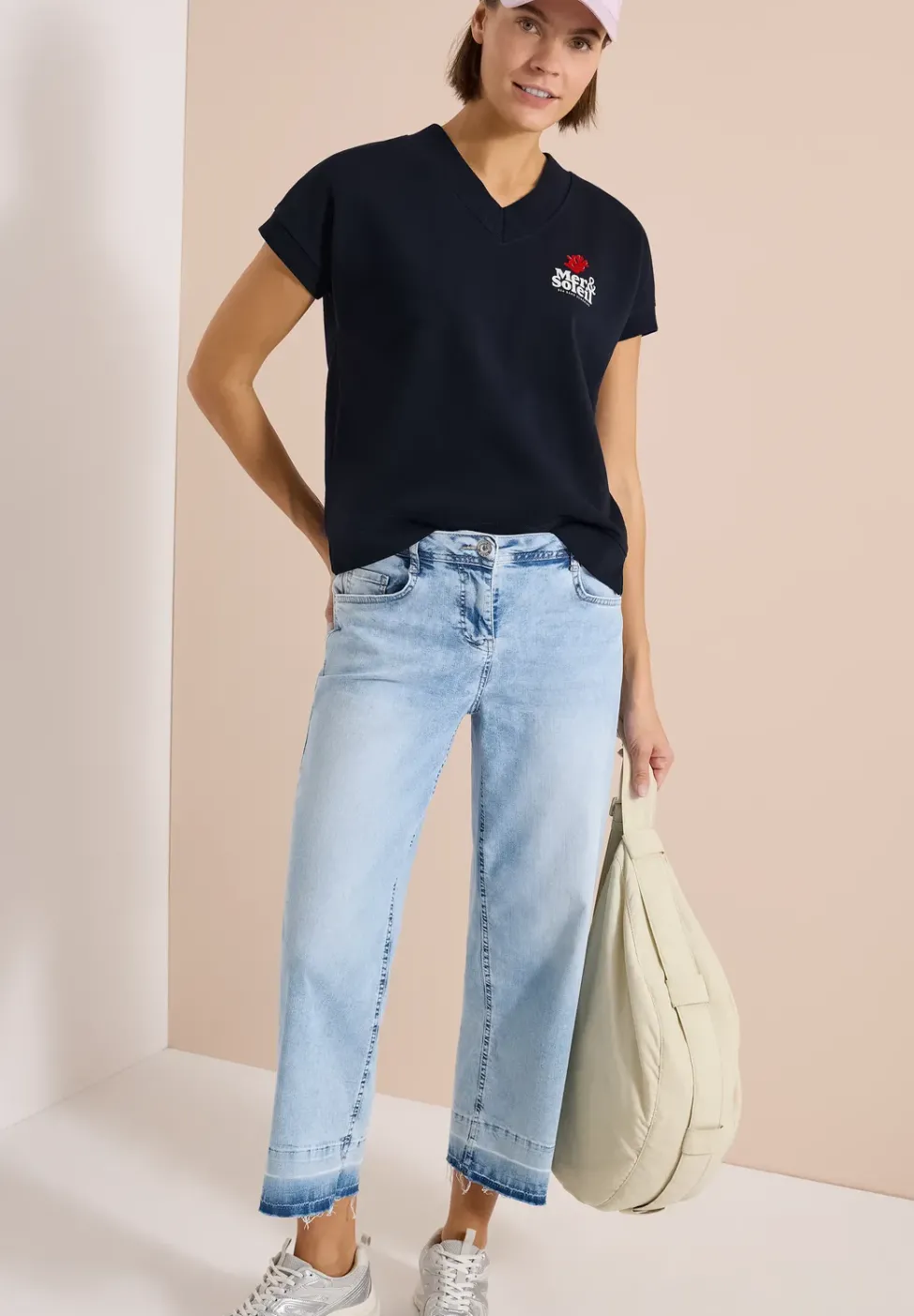 Sweat-shirt à manches courtes imprimé au dos