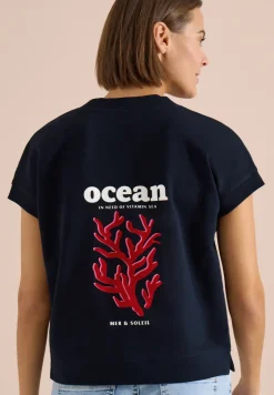 Sweat-shirt à manches courtes imprimé au dos