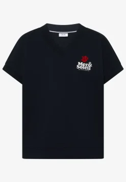 Sweat-shirt à manches courtes imprimé au dos