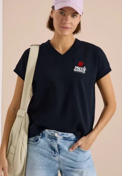 Sweat-shirt à manches courtes imprimé au dos