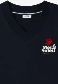 Sweat-shirt à manches courtes imprimé au dos