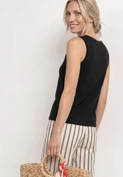 Top à bretelles à col en V avec bande crochetée