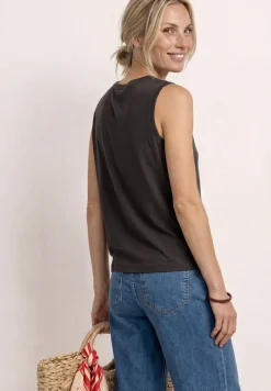 Top à bretelles à col en V avec bande crochetée