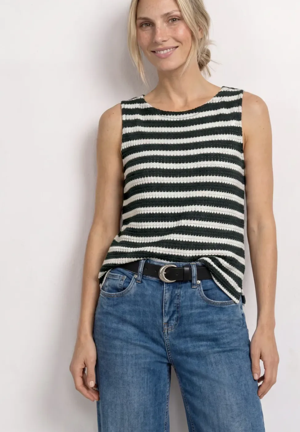 Top à rayures au look tricot