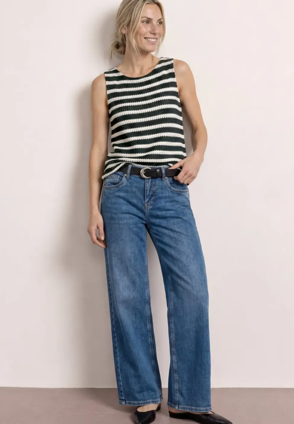 Top à rayures au look tricot