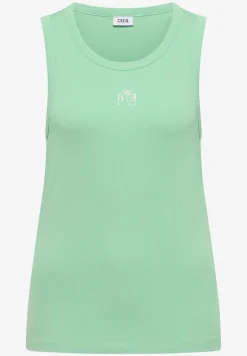 Top avec col rond et détail d'embroiderie