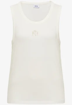 Top avec col rond et détail d'embroiderie
