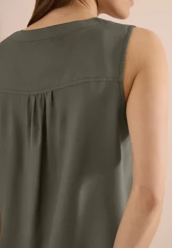Top chemisier avec split neck et rubans