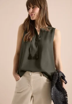 Top chemisier avec split neck et rubans