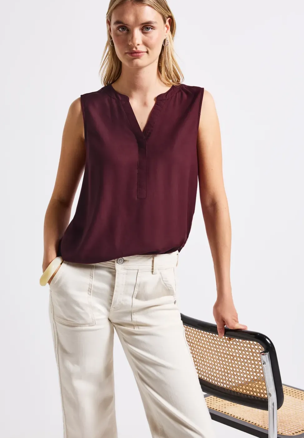 Top chemisier en couleur unie