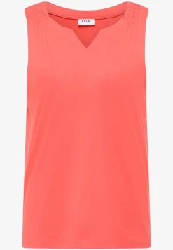Top en couleur unie à encolure fendue