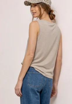 Top Femme à Col Rond et Détails aux Épaules