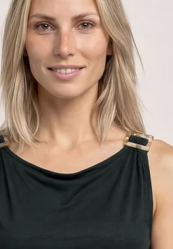Top Femme à Col Rond et Détails aux Épaules