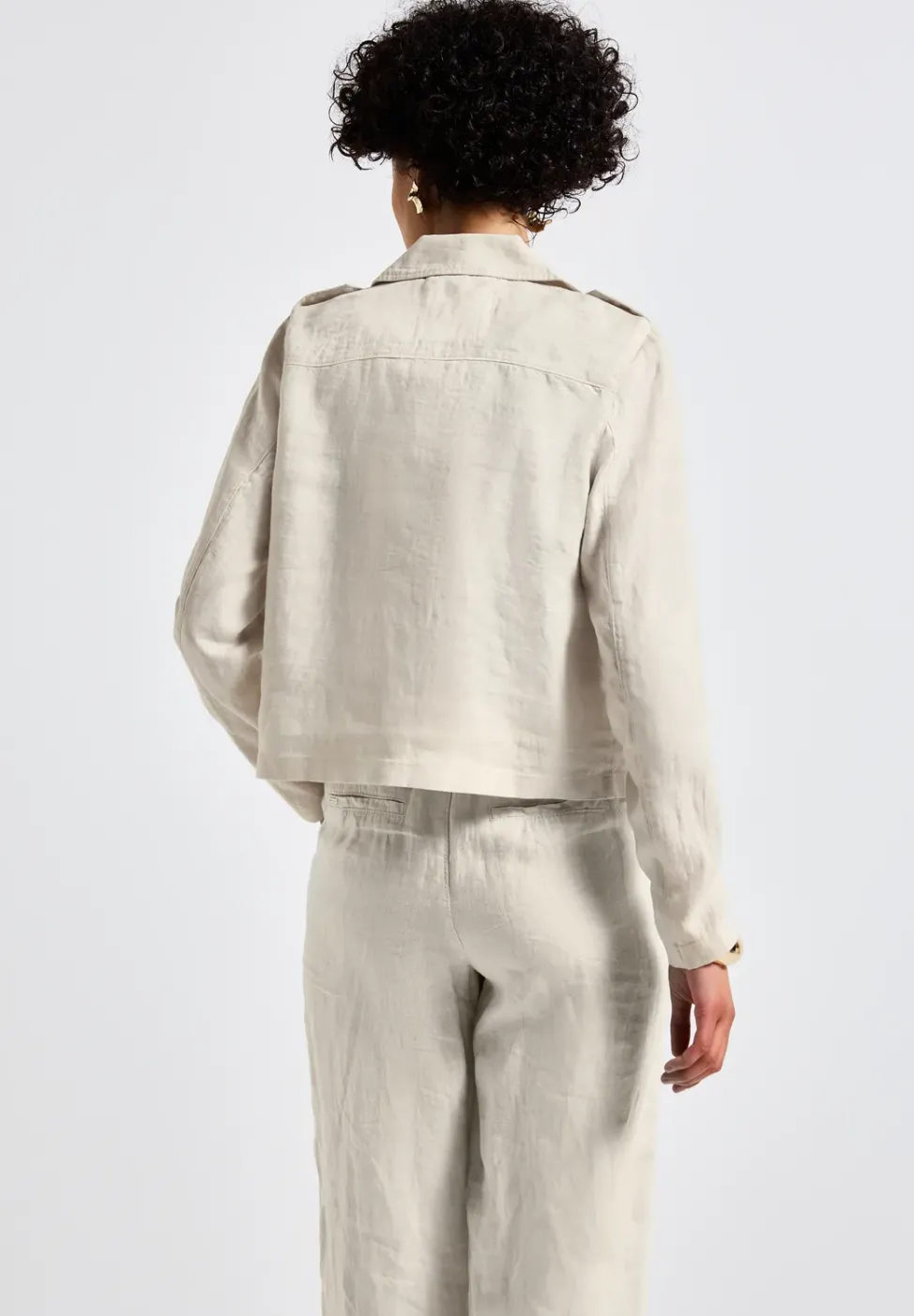 Trench-coat court en lin