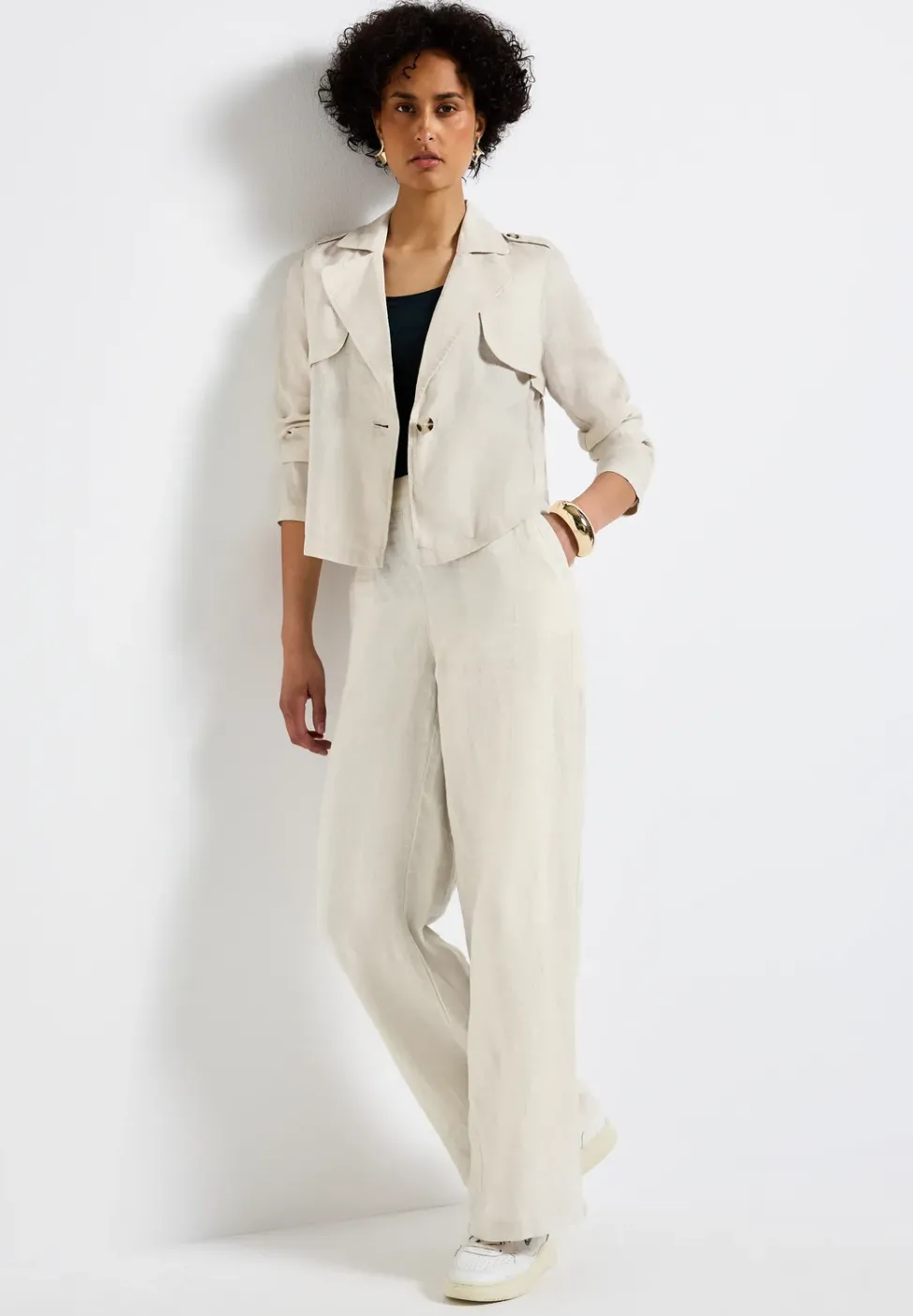 Trench-coat court en lin