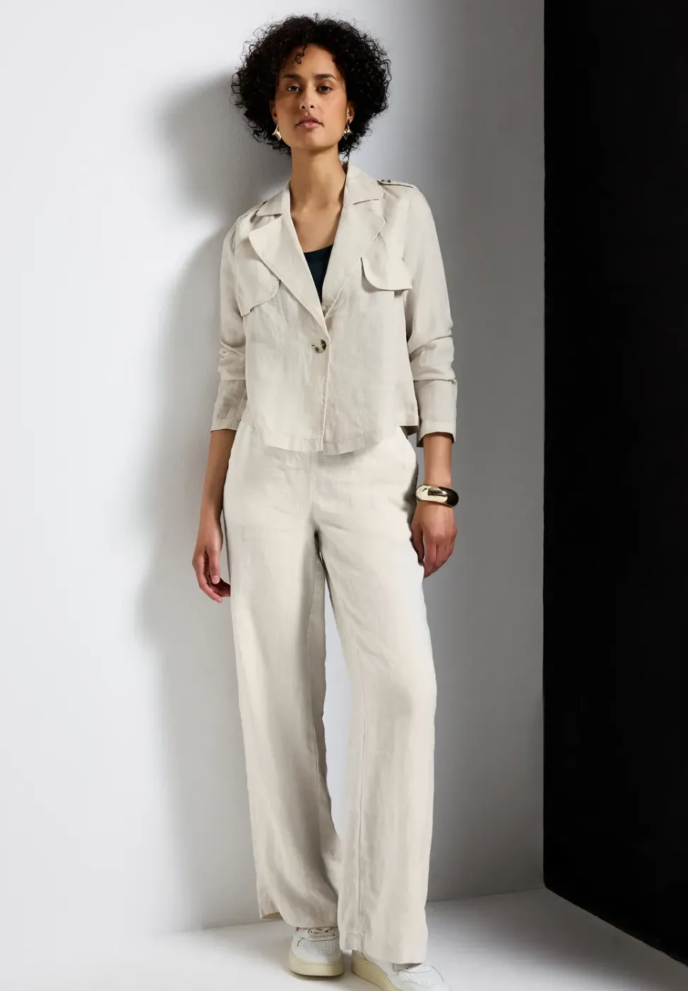 Trench-coat court en lin
