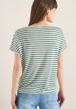 T-shirt à col bateau et à rayures