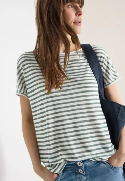 T-shirt à col bateau et à rayures