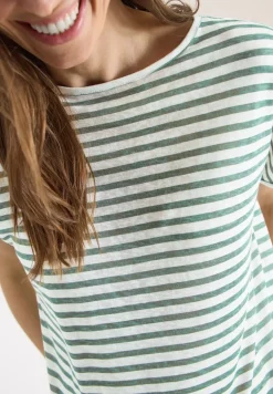T-shirt à col bateau et à rayures