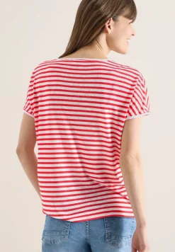T-shirt à col bateau et à rayures