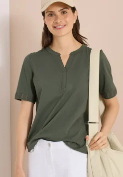 T-shirt à col fendu avec bande crocheté