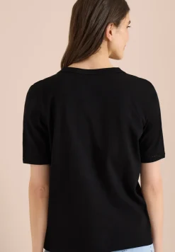 T-shirt à col fendu avec bande crocheté