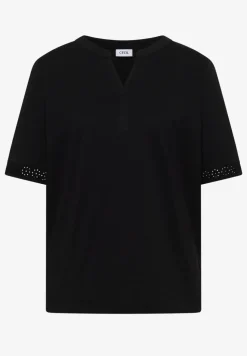 T-shirt à col fendu avec bande crocheté