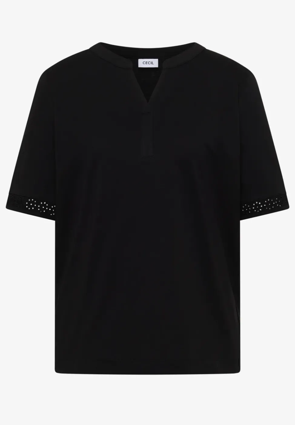 T-shirt à col fendu avec bande crocheté