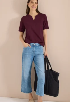 T-shirt à col fendu avec bande crocheté