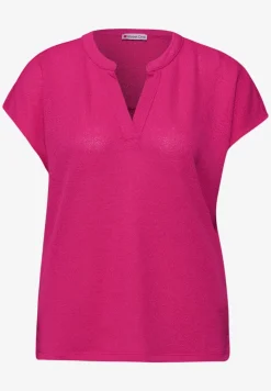 T-shirt à col fendu dans un look tricoté