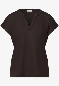T-shirt à col fendu dans un look tricoté