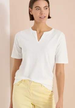 T-shirt à col fendu de couleur unie