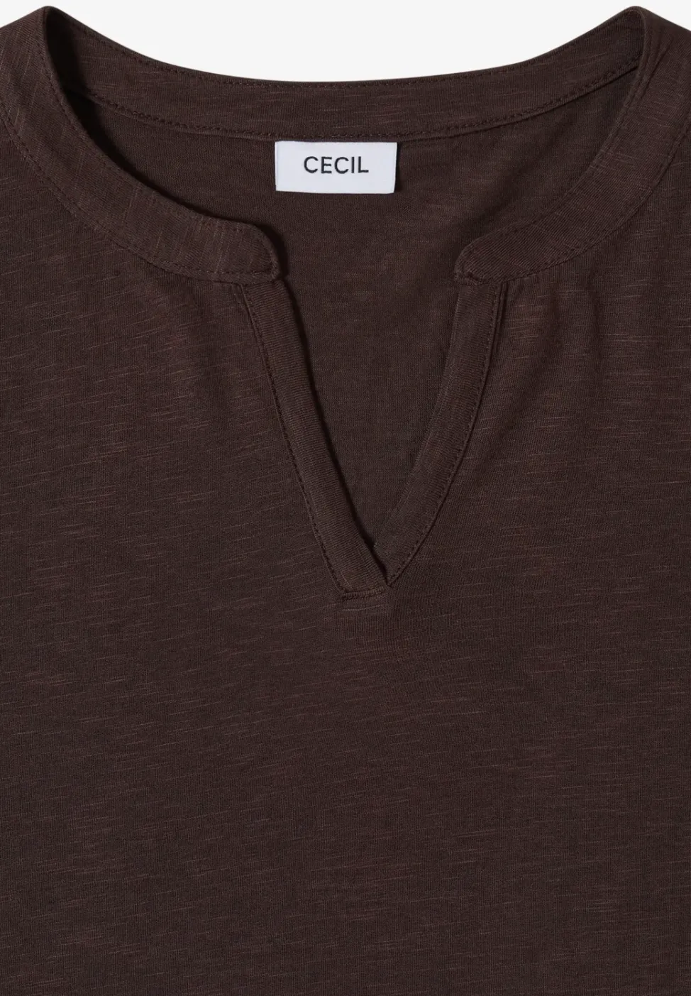 T-shirt à col fendu de couleur unie