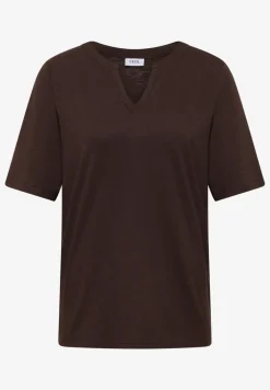 T-shirt à col fendu de couleur unie