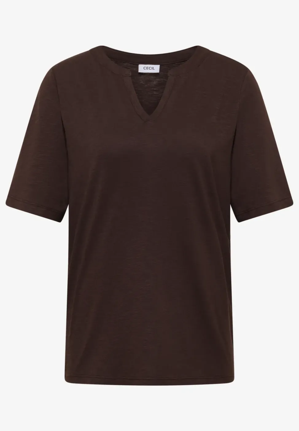 T-shirt à col fendu de couleur unie