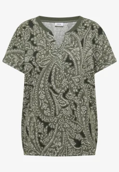 T-shirt à col fendu et motif paisley