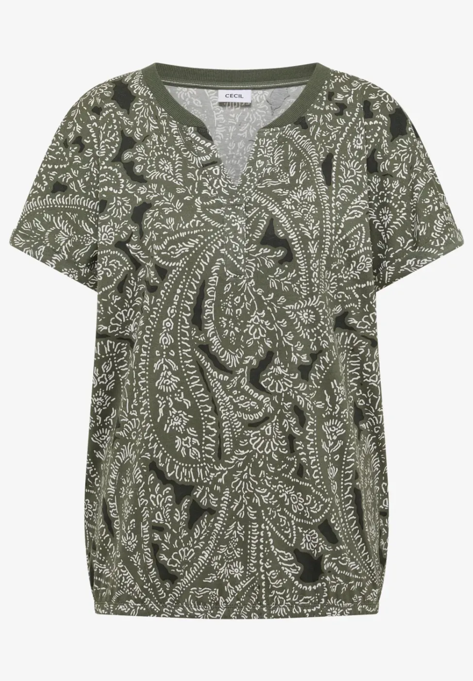 T-shirt à col fendu et motif paisley